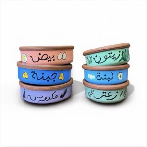 Set of 10 pottery bowls: 6 small + 4 medium